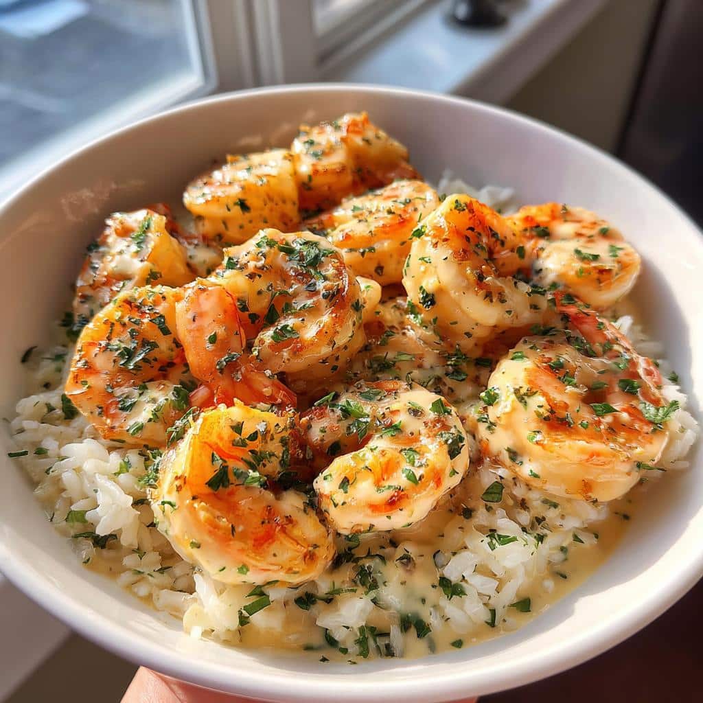 Creamy Garlic Butter Shrimp Bowl with Herb Rice - detail 1
