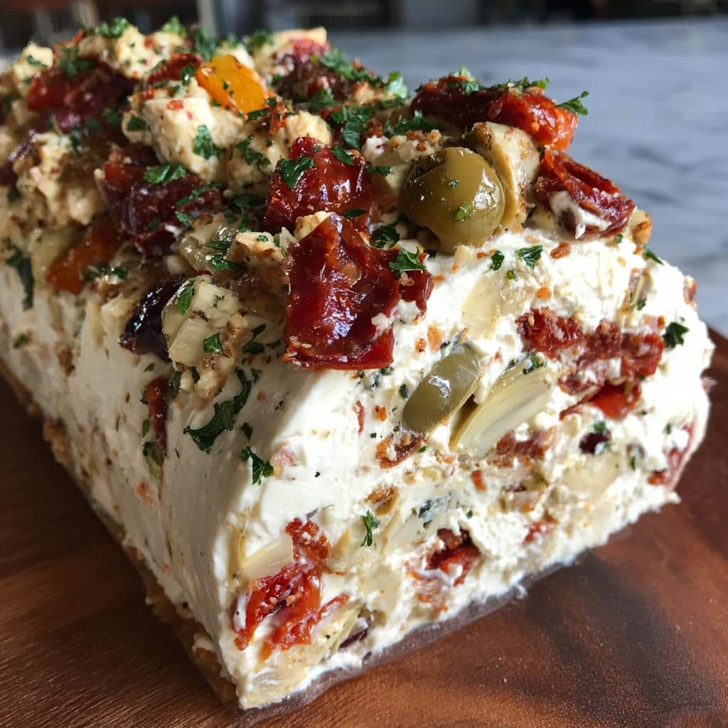 Festive Holiday Antipasto Cream Cheese Log - detail 1