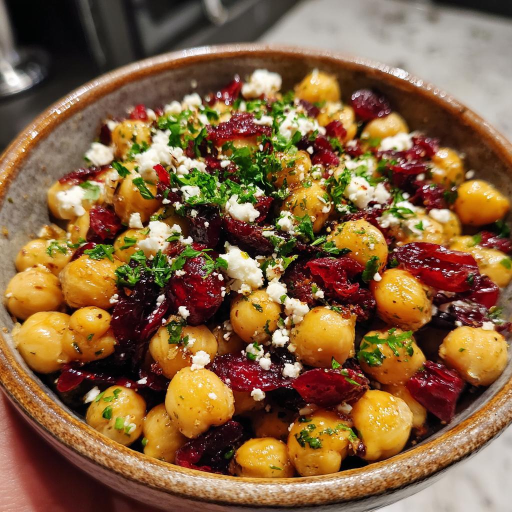 Feta & Cranberry Chickpeas with Lemon Vinaigrette - detail 1
