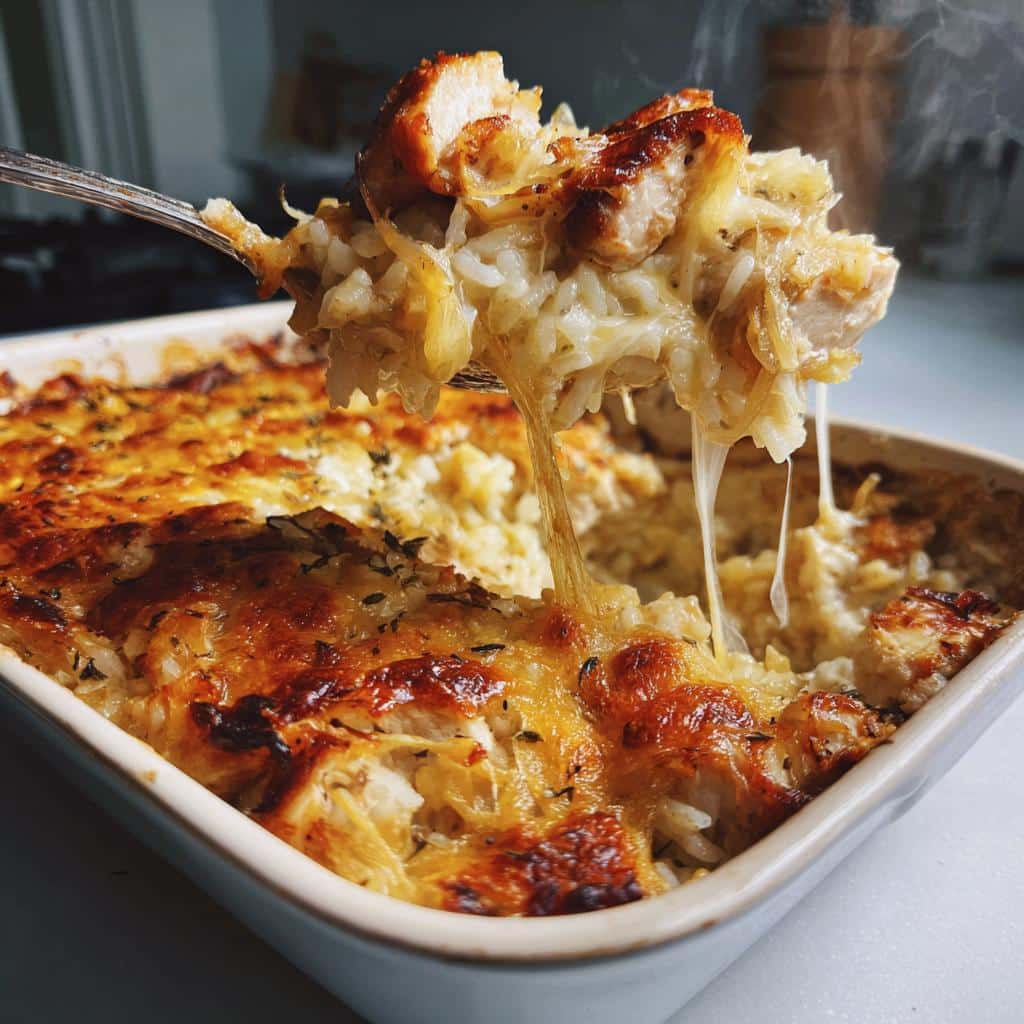 French Onion Chicken Rice Bake