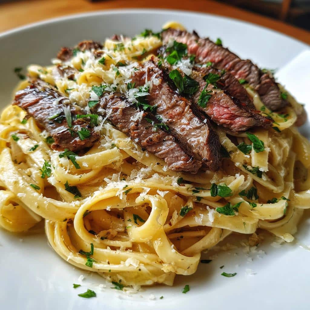 Garlic Steak Pasta Recipe