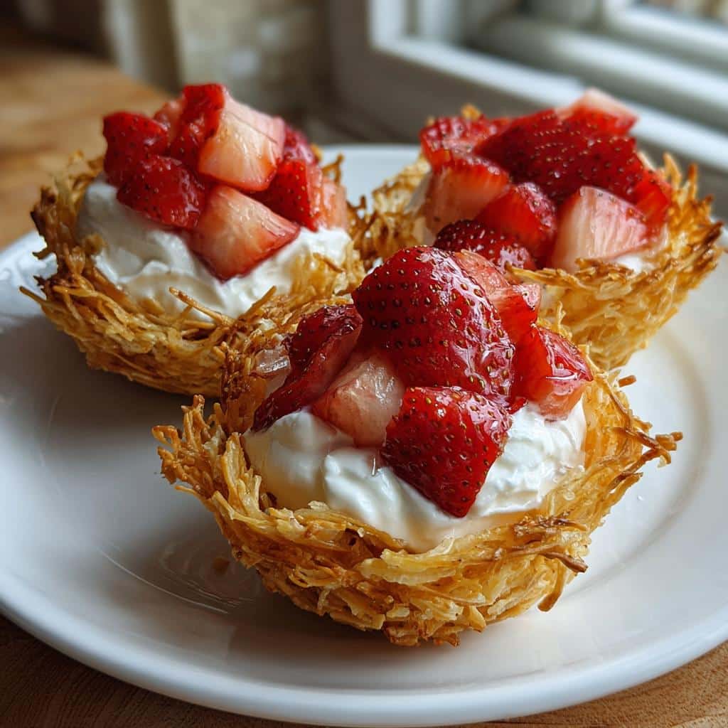 Golden Kataifi Strawberry Cups