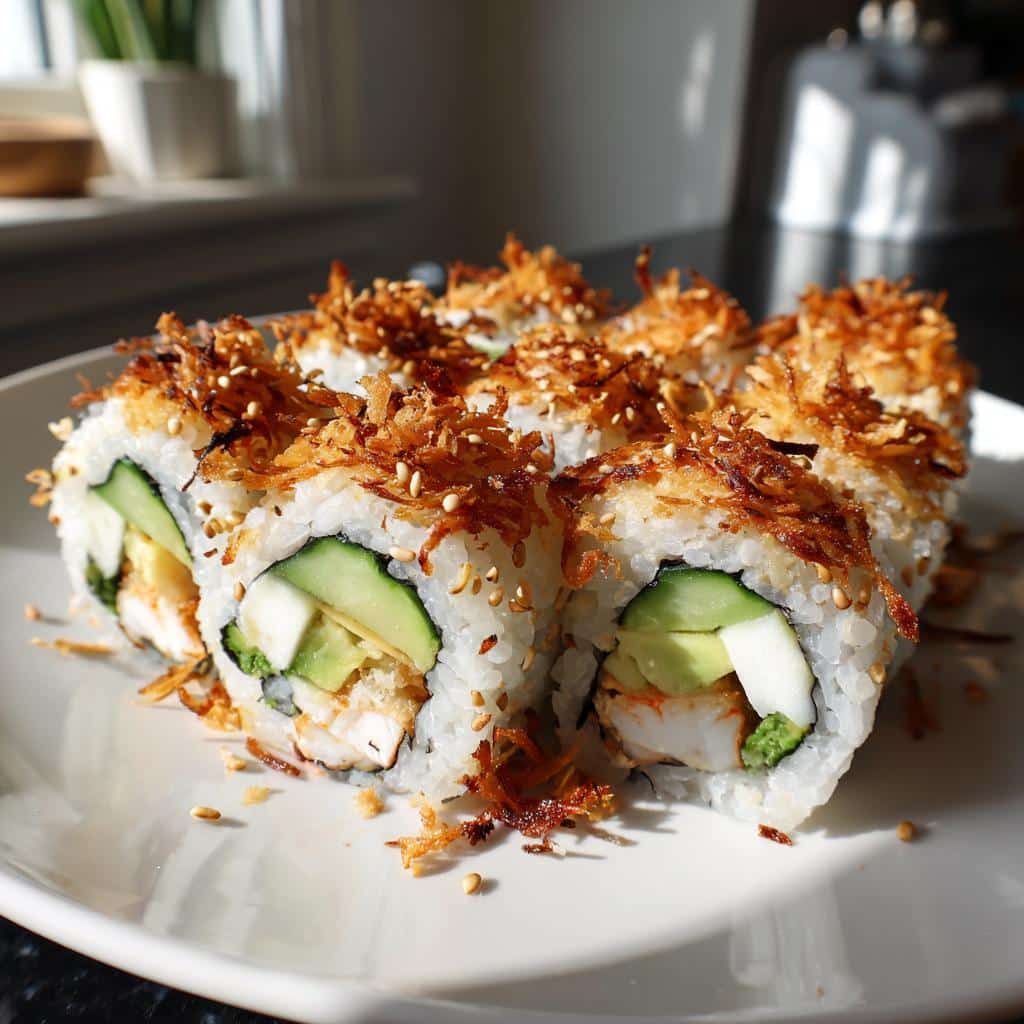 Homemade California Crunch Roll Sushi - detail 1