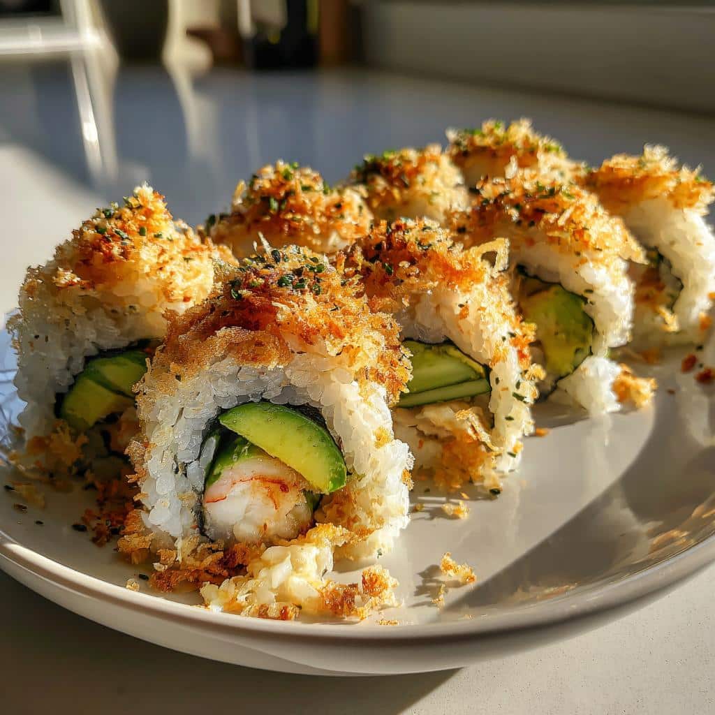 Homemade California Crunch Roll Sushi
