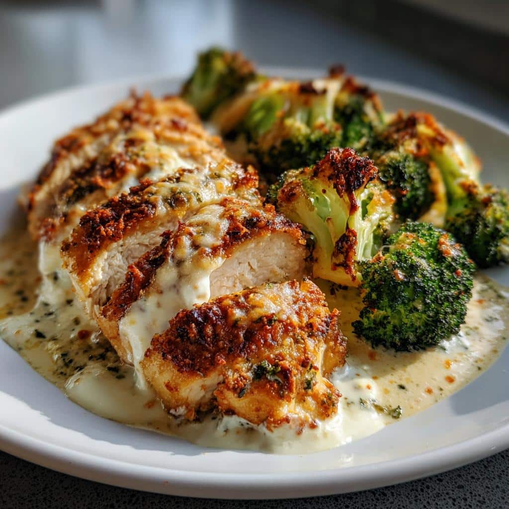 Pesto Chicken Alfredo with Spicy Feta Cream & Parmesan Broccoli Crunch - detail 1
