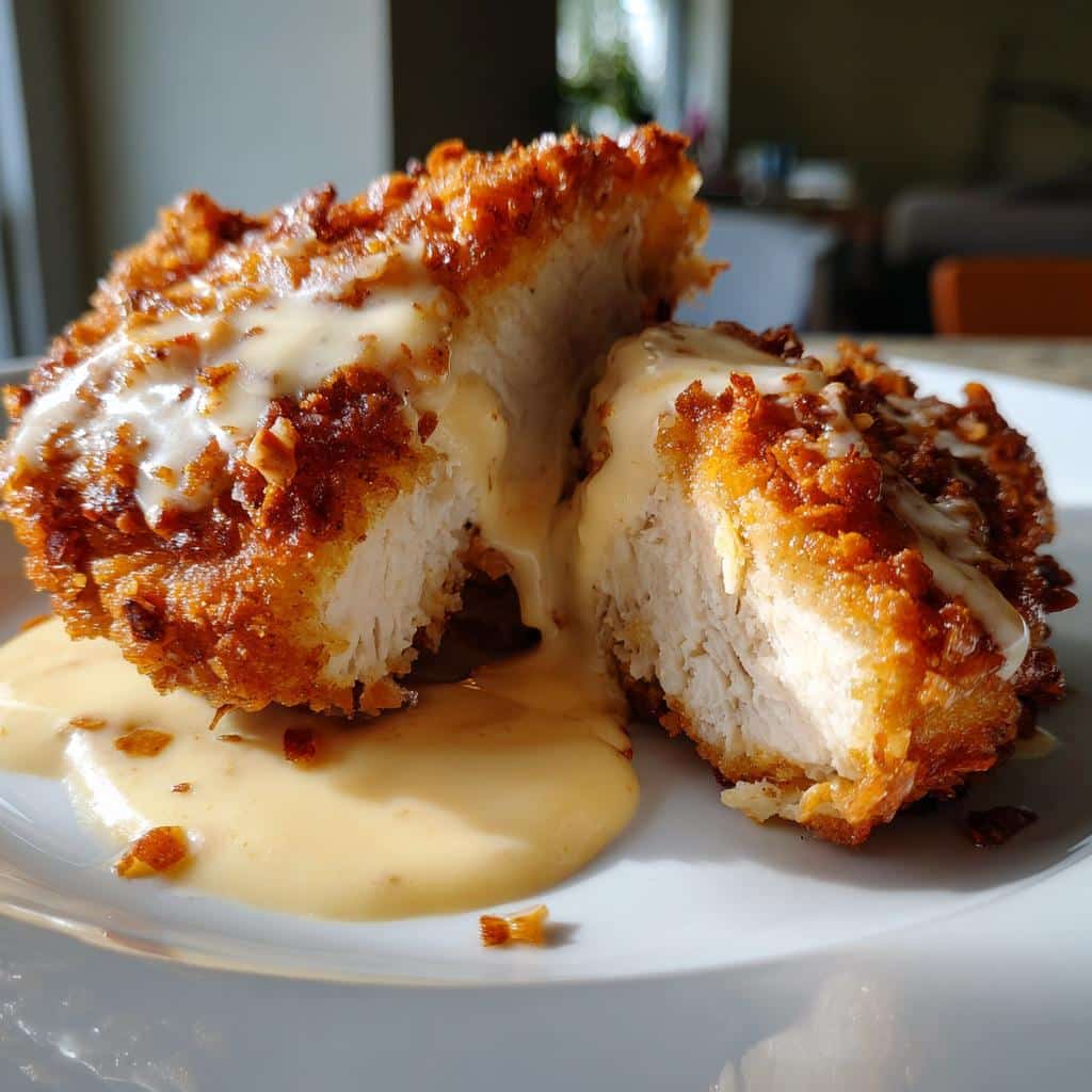 Pretzel Chicken with Mustard-Cheddar Sauce - detail 1