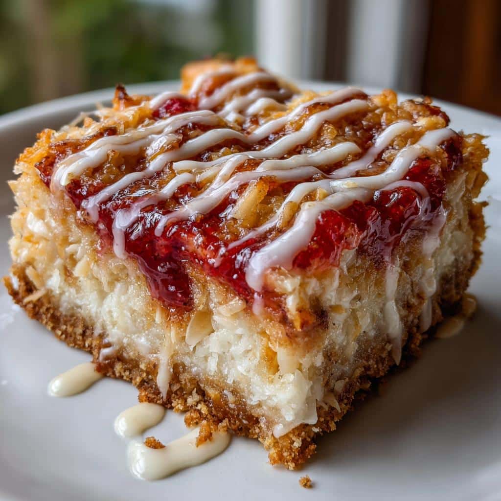 Raspberry Coconut Magic Bars