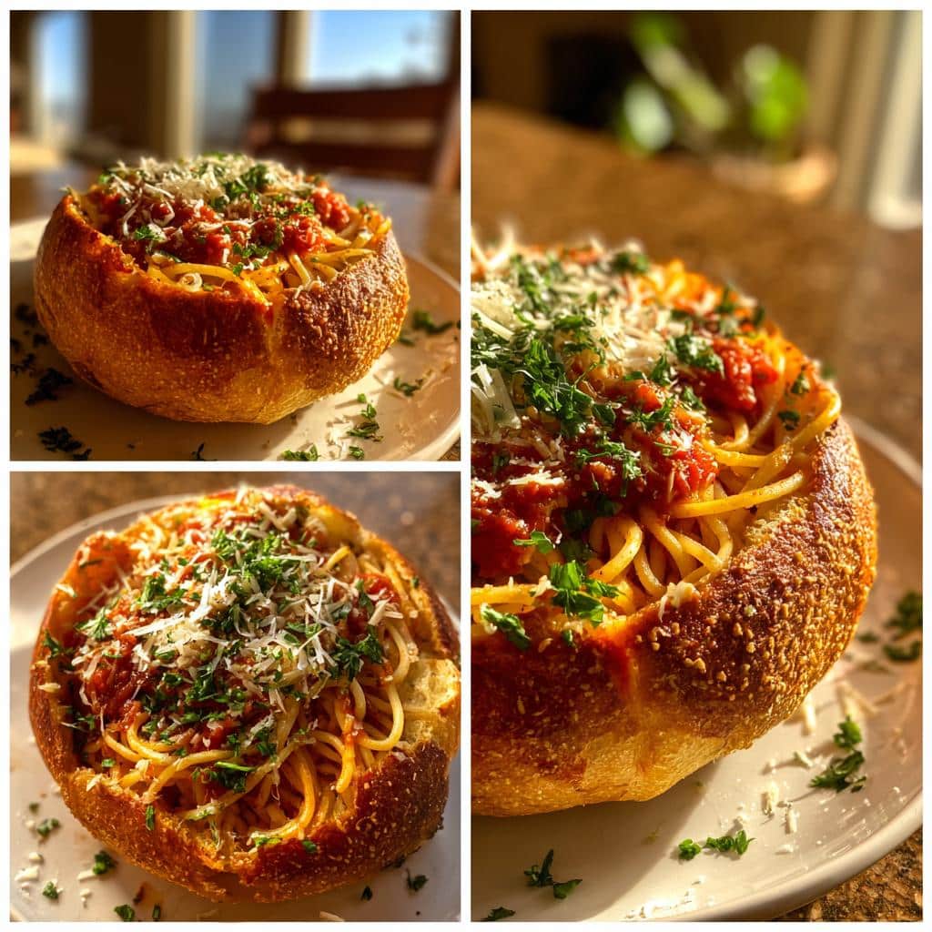Spaghetti Garlic Bread Bowls - detail 1