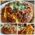 Spaghetti Garlic Bread Bowls