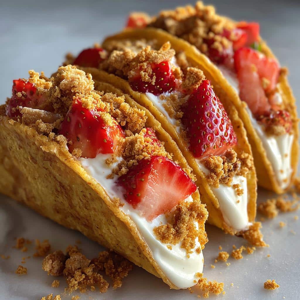 Strawberry Crunch Cheesecake Tacos