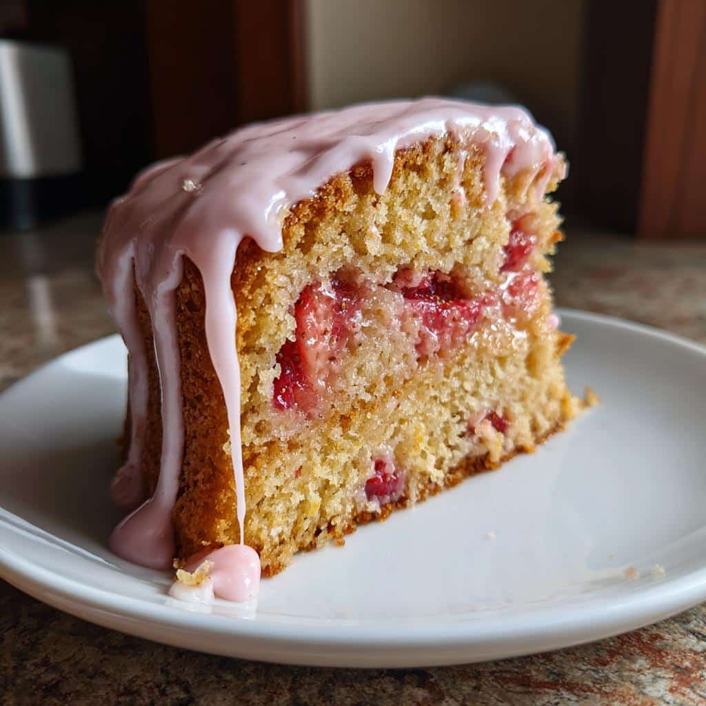 Strawberry Honeybun Cake with Creamy Strawberry Icing