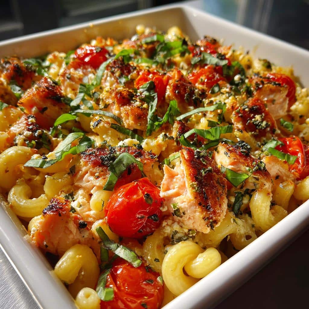 baked salmon feta pasta
