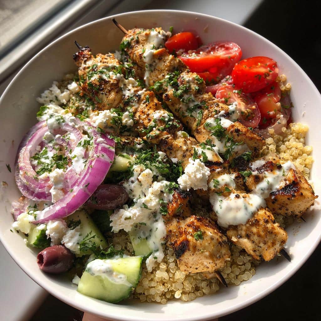 Greek Chicken Souvlaki Bowls