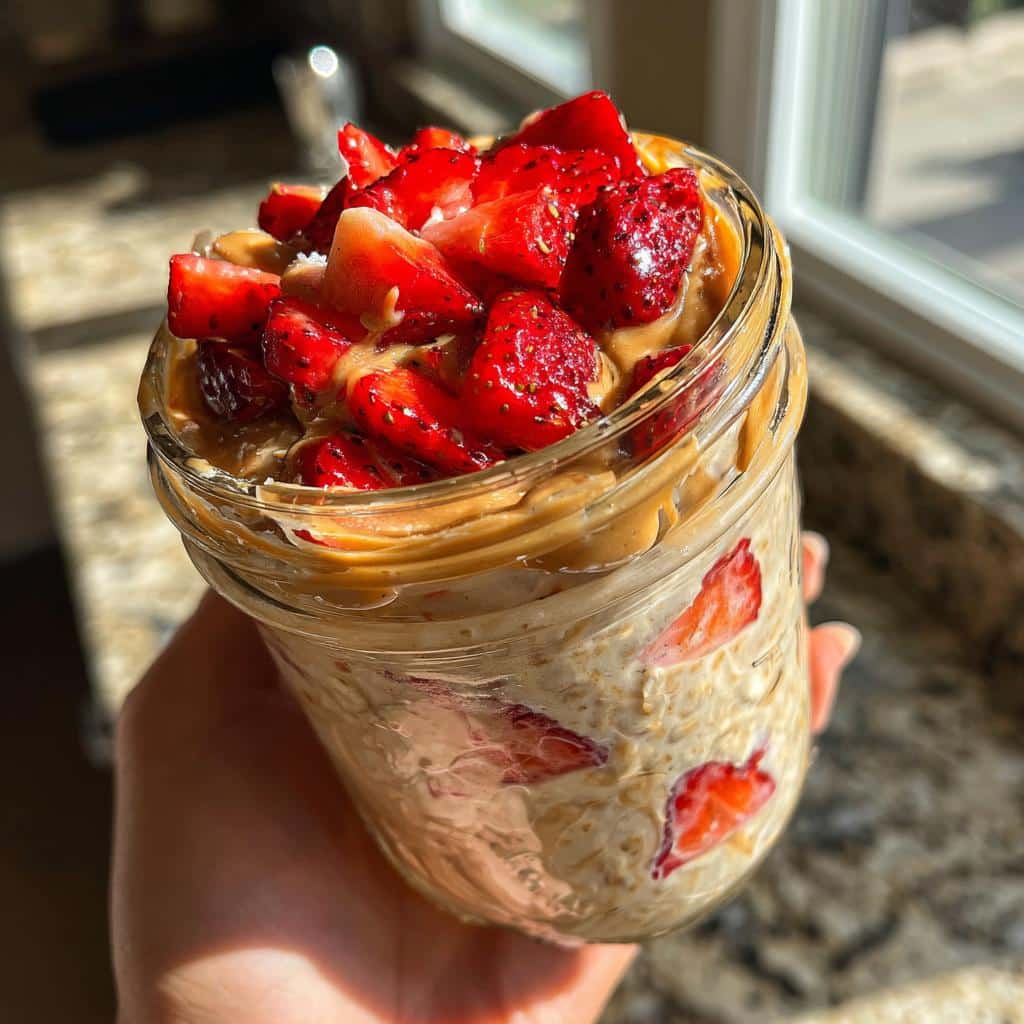 Strawberry Peanut Butter Overnight Oats
