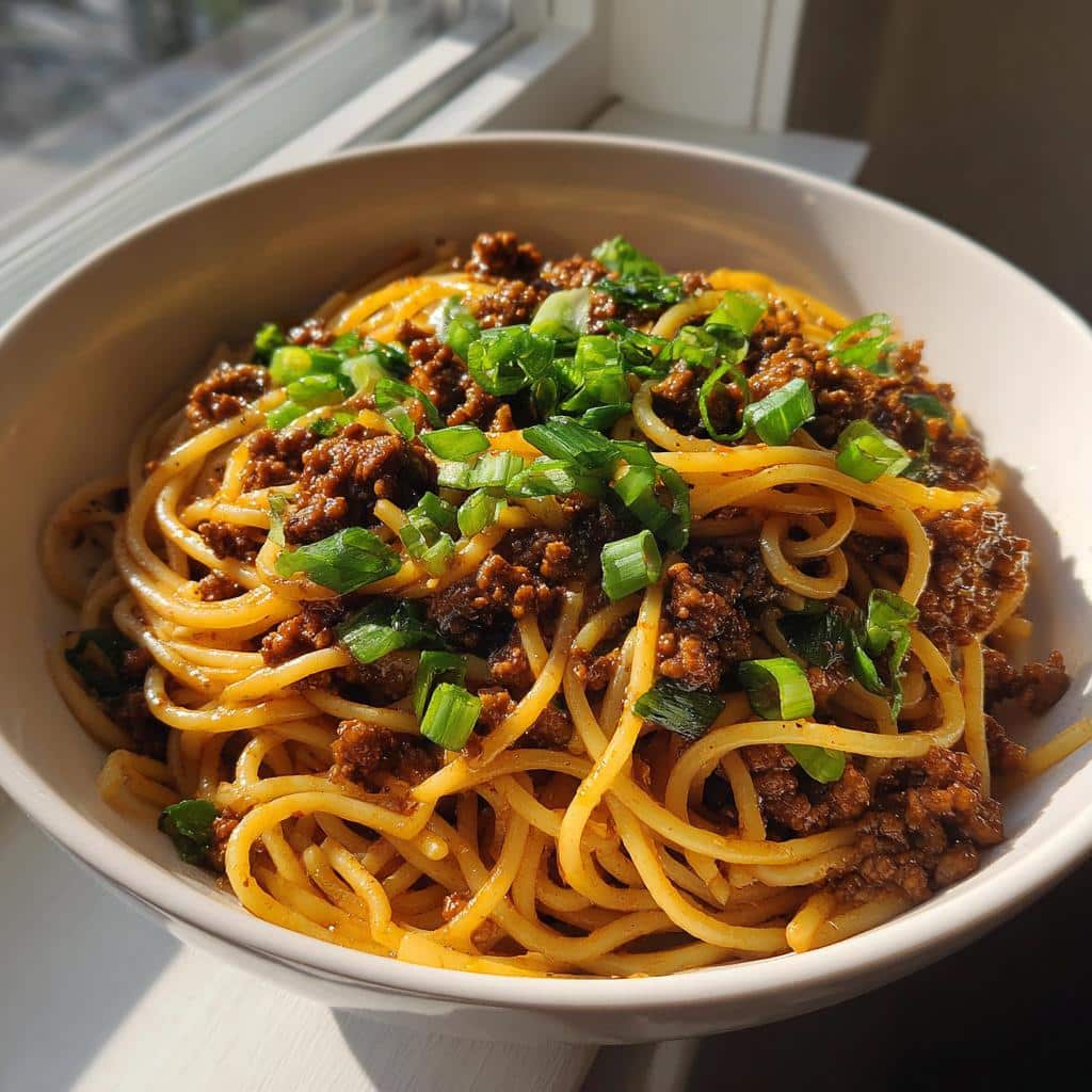 asian style ground beef spaghetti
