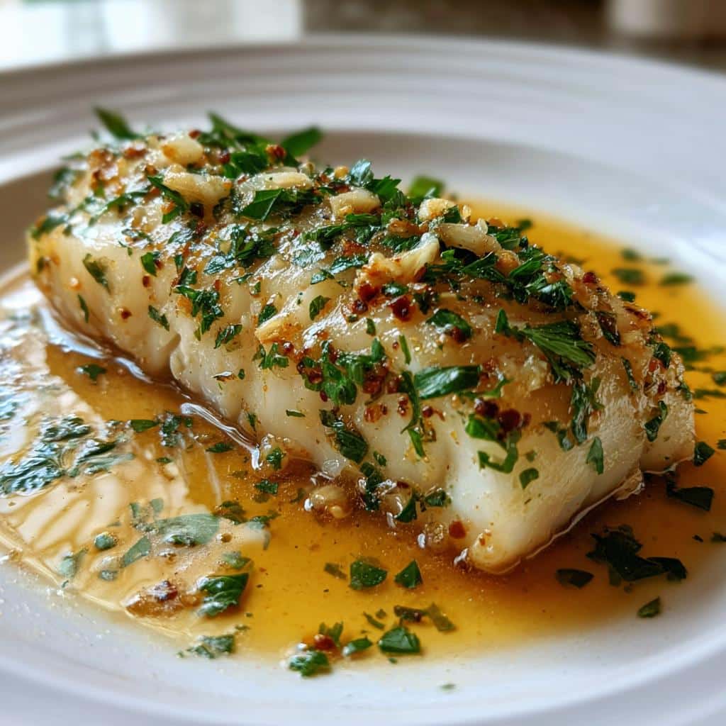 baked lemon garlic cod with butter sauce