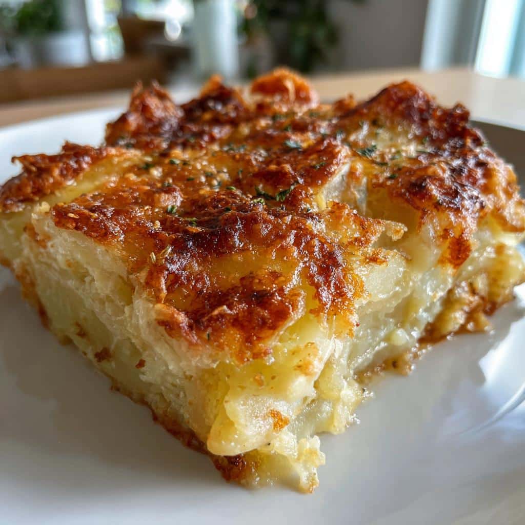 crispy parmesan and gruyere potato gratin
