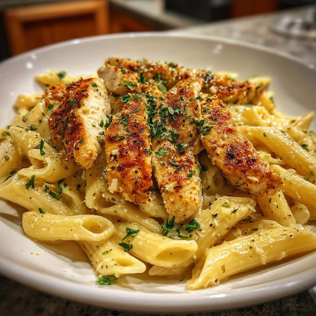 garlic parmesan chicken pasta - detail 1