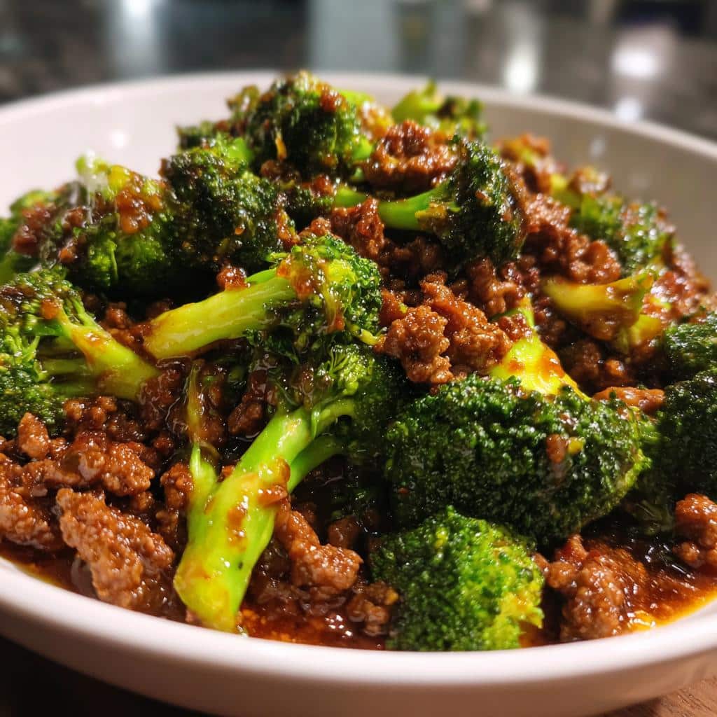 honey garlic ground beef and broccoli - detail 1