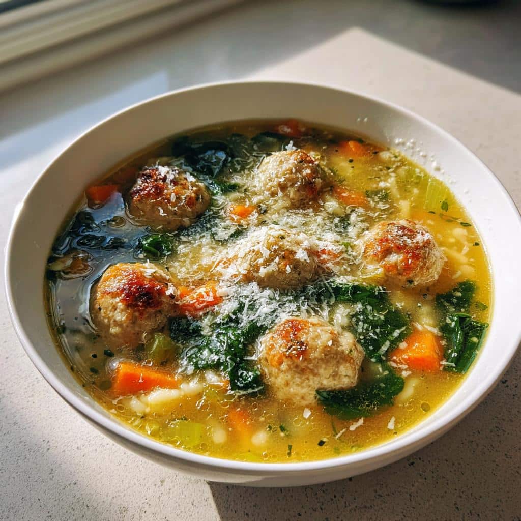 italian wedding soup with parmesan meatballs