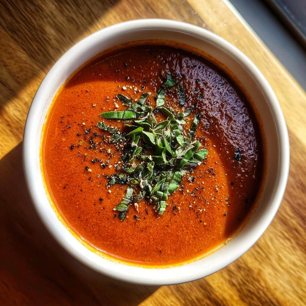 roasted tomato soup with herbs - detail 1