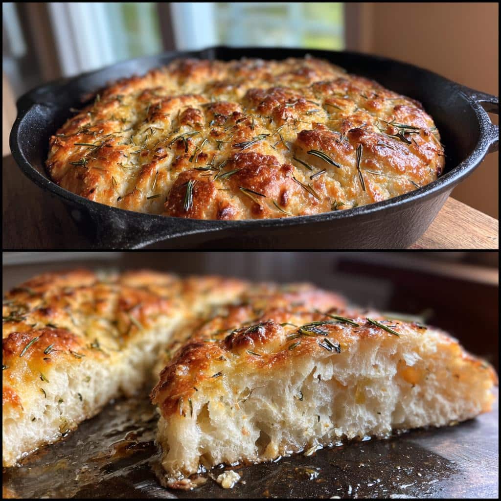rustic garlic rosemary skillet bread