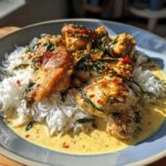 spiced coconut basil chicken with rice