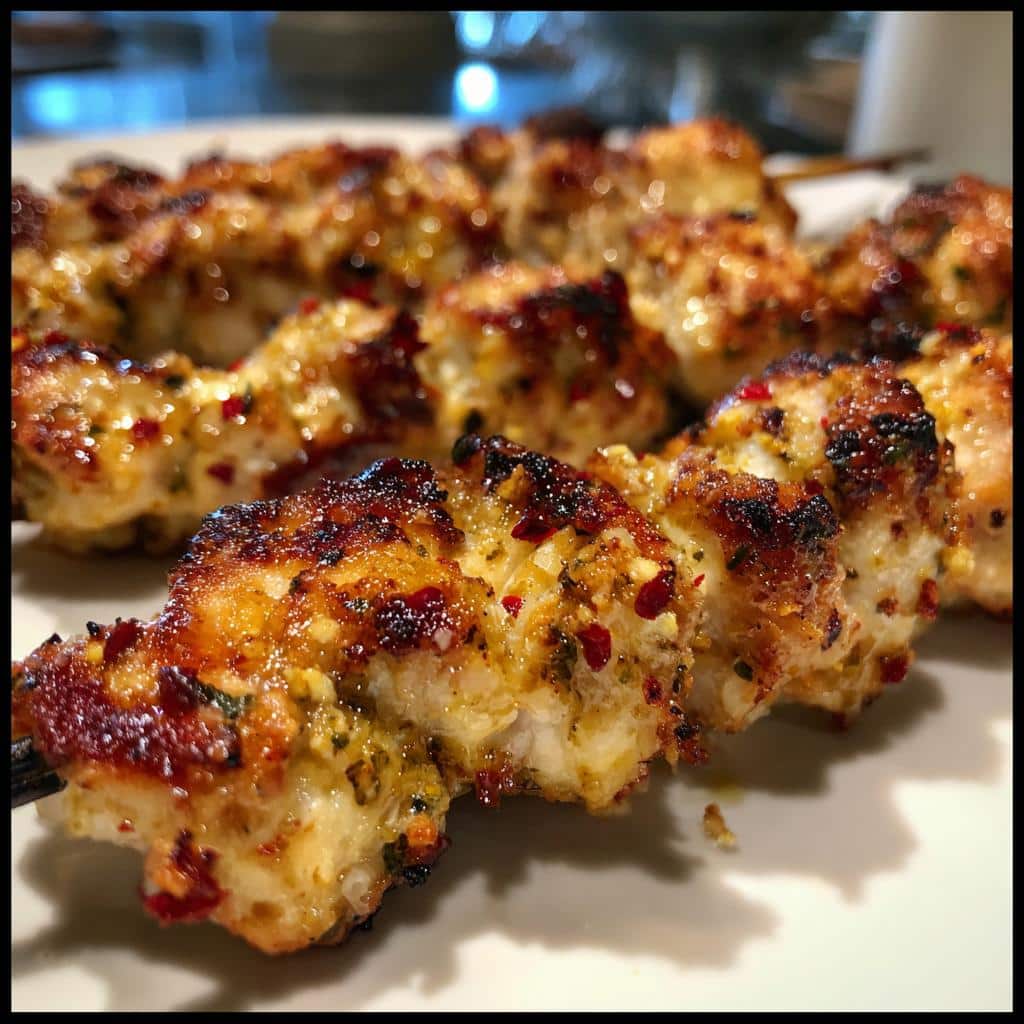 spicy garlic parmesan chicken skewers recipe - detail 1