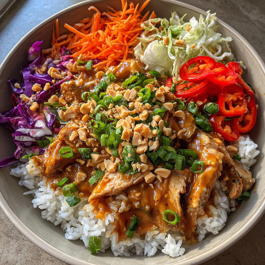 Spicy Thai Peanut Chicken Bowl That Delights 5 spicy thai peanut chicken bowl - detail 1