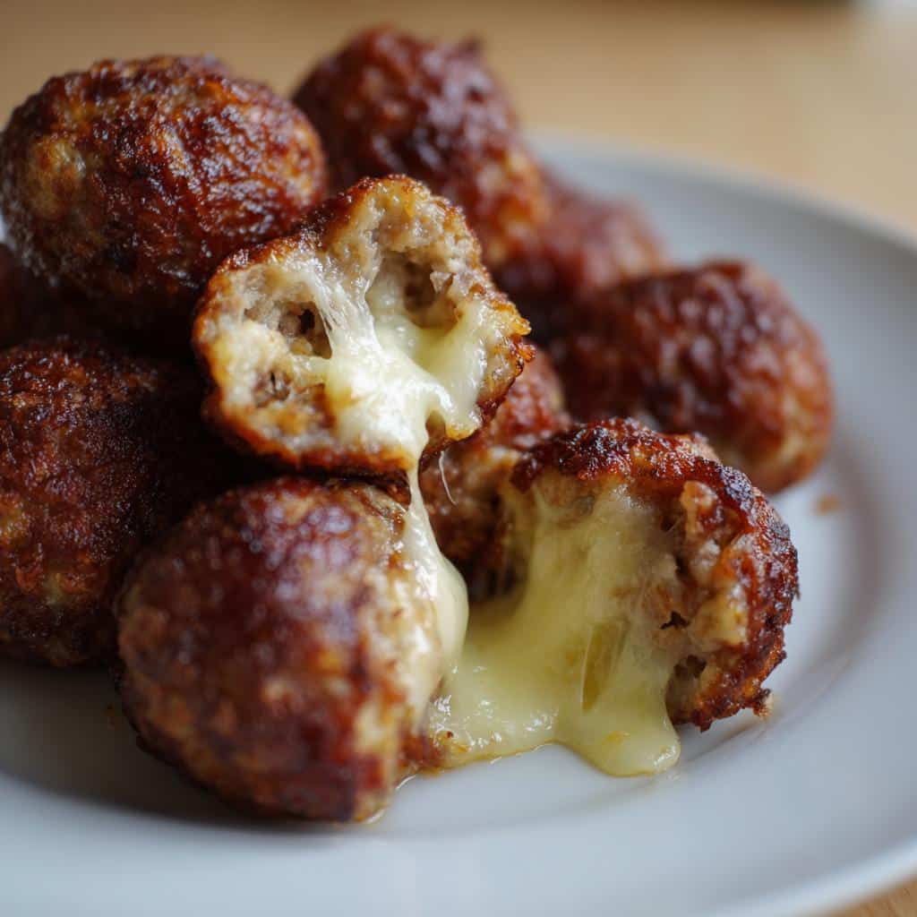 stuffed meatballs with mozzarella cheese - detail 1