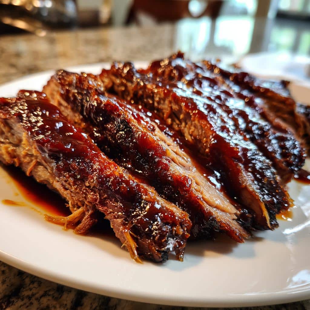 tender brisket with homemade barbecue sauce - detail 1