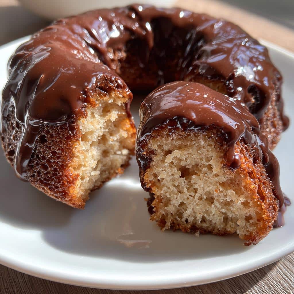 baked chocolate glazed donuts - detail 1