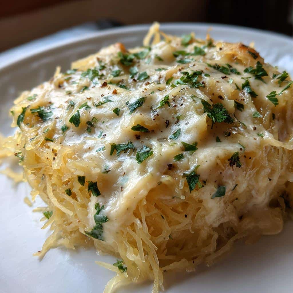 baked spaghetti squash alfredo a creamy low carb alternative to classic alfredo - detail 1