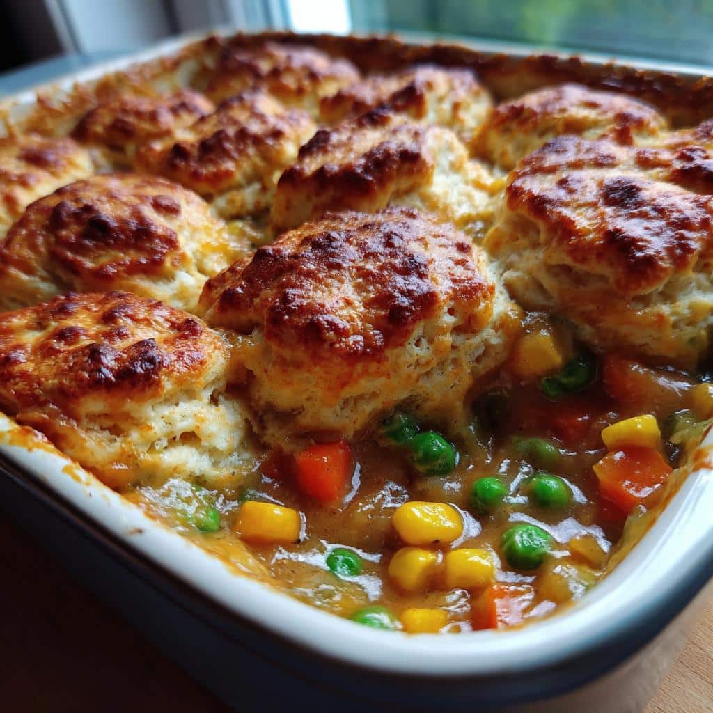 biscuit vegetable pot pie casserole - detail 1