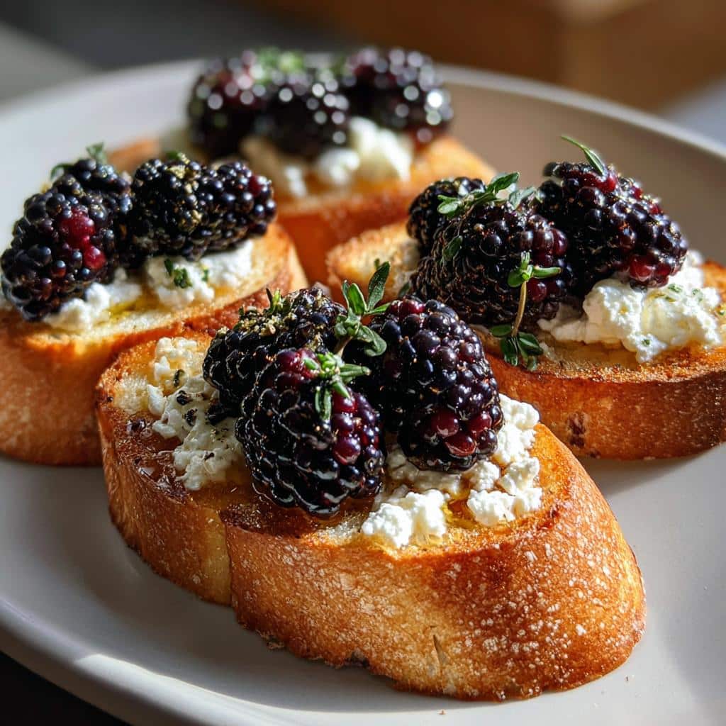 blackberry goat cheese crostini - detail 1