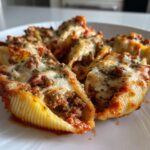 cheesy beef stuffed shells with creamy ricotta filling