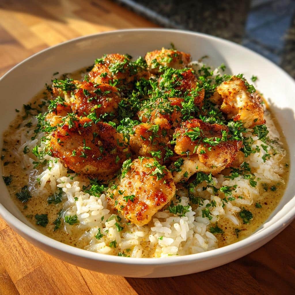 chicken scampi with creamy garlic parmesan rice - detail 1