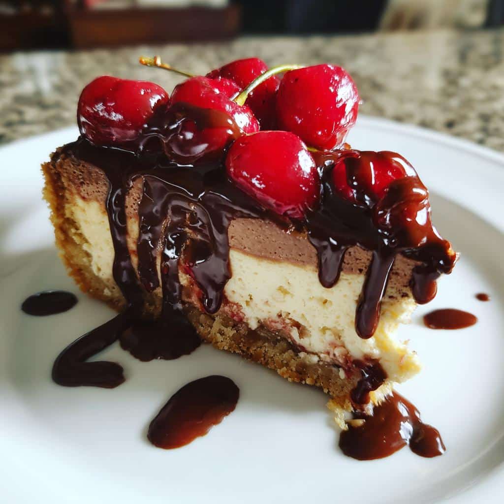 chocolate cherry cheesecake - detail 1