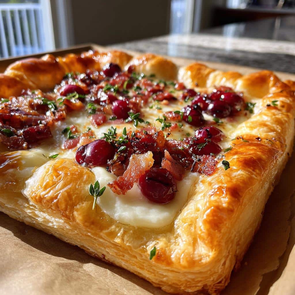cranberry brie tart with pancetta thyme - detail 1
