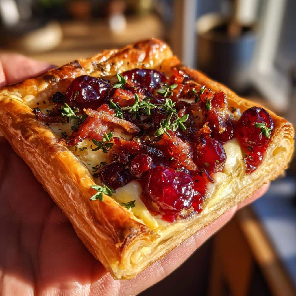cranberry brie tart with pancetta thyme