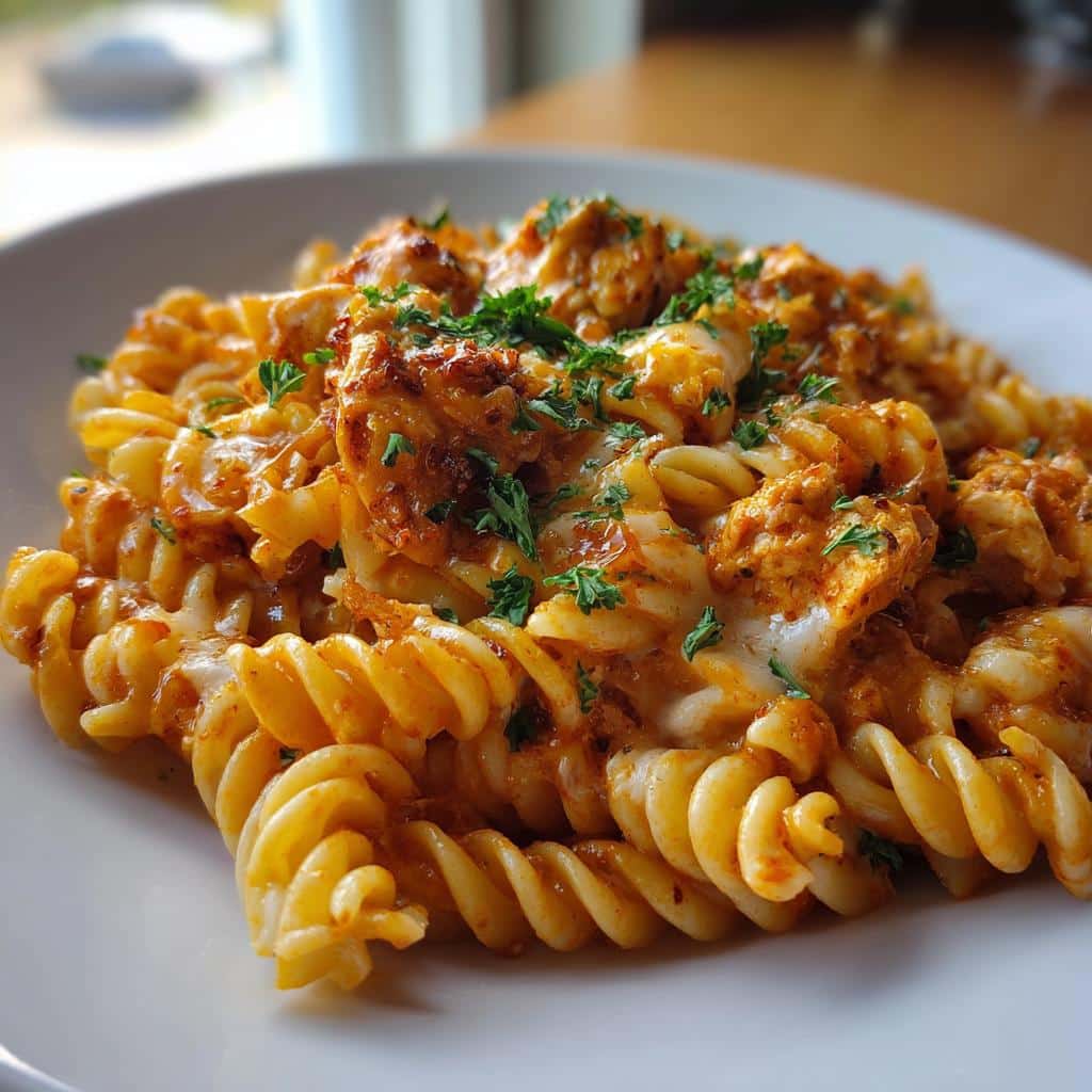 creamy cajun chicken rotini with garlic mozzarella sauce - detail 1