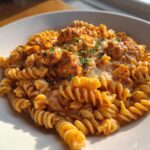 creamy cajun chicken rotini with garlic mozzarella sauce