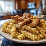 creamy cajun chicken rotini with mozzarella alfredo sauce