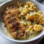 creamy garlic parmesan chicken and cheesy twisted pasta recipe