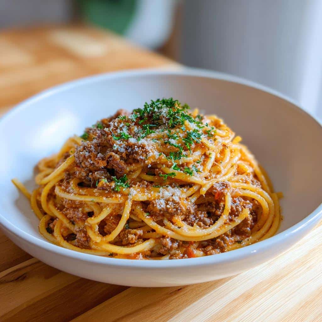 creamy italian spaghetti ground beef one pot meal