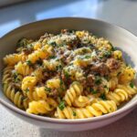 creamy one pot beef pasta with garlic butter