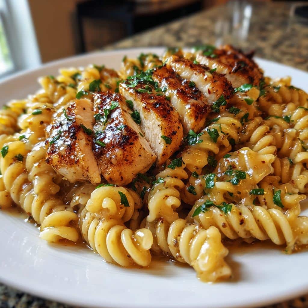 creamy parmesan rotini with cajun garlic butter chicken