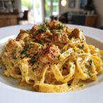 creamy velveeta chicken fettuccine with garlic cheese sauce