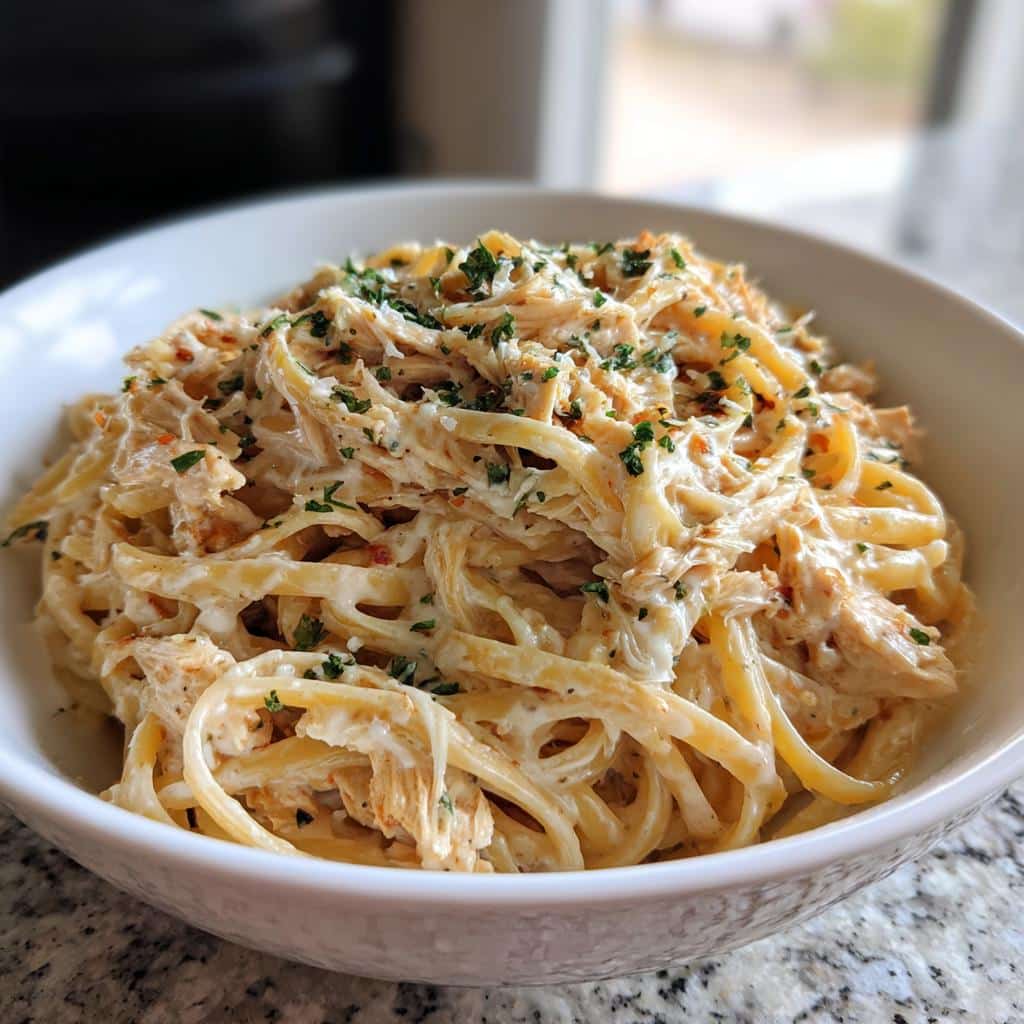 creamy velveeta chicken linguine with mozzarella garlic sauce