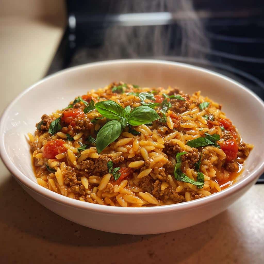 delicious ground beef orzo - detail 1